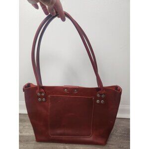 Red Leather & Silver Stud Large Tote/Shoulder Bag